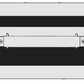 Black and white striped suitcase with metal corners on a white background