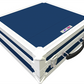 Navy blue and white transit case with a brand logo on a white background