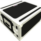 Back of black and white flight case on a white background