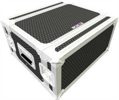Black and white flight case with honeycomb design on a white background