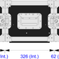 Technical drawing of the left elevation of a rectangular flight case with dimensions labeled