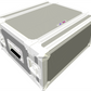 Grey flight case with grey interior on a white background