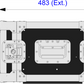 Technical drawing of a rectangular flight case with dimensions labeled